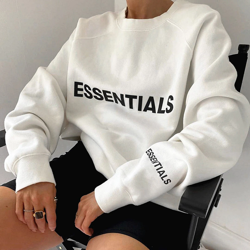 Essentials Loose Reflective Letters Hoodies Sweatshirts 1