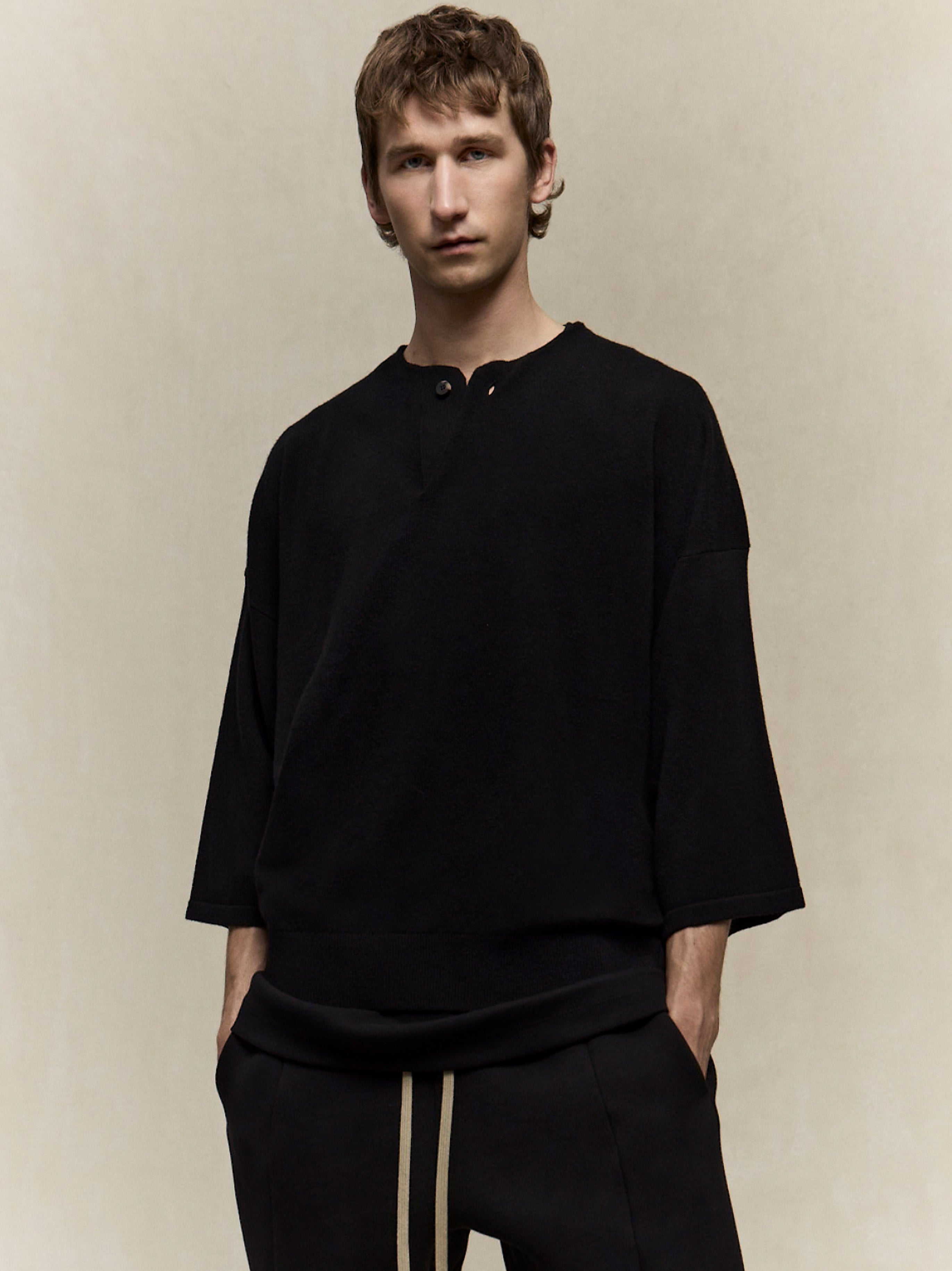Fine Knit Henley Tee