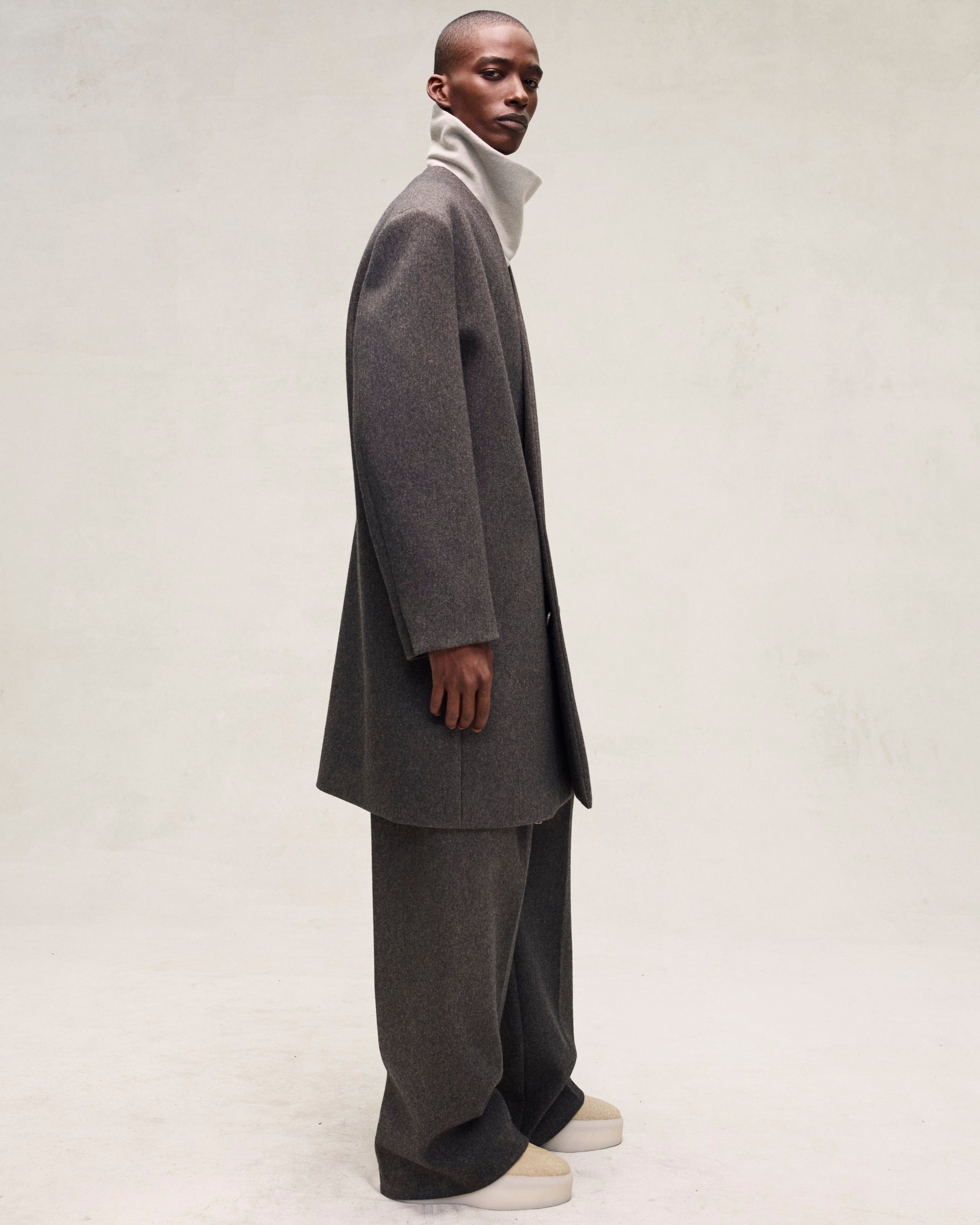 Military Wool Wide Leg Pants
