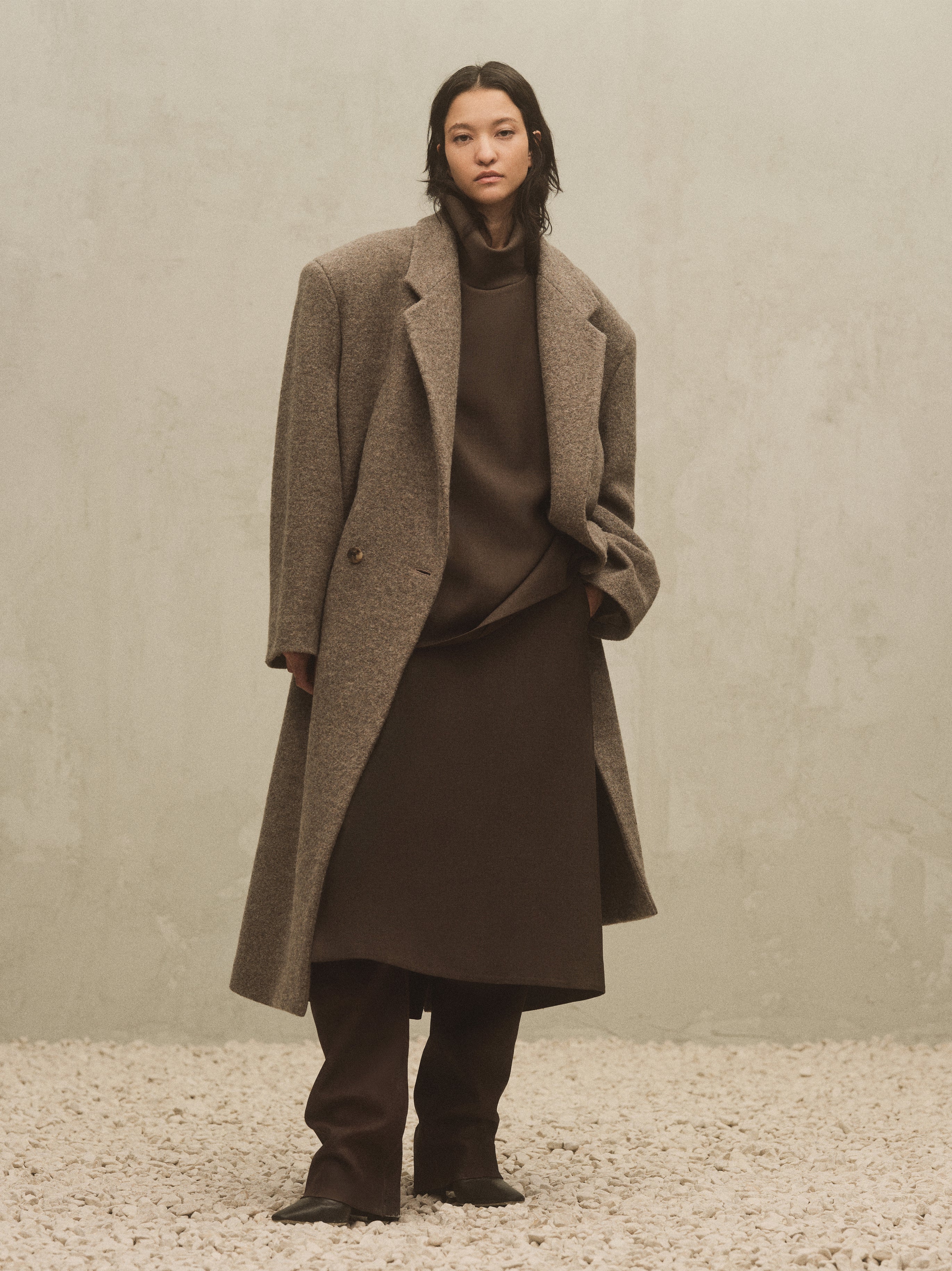 Boiled Wool Relaxed Overcoat