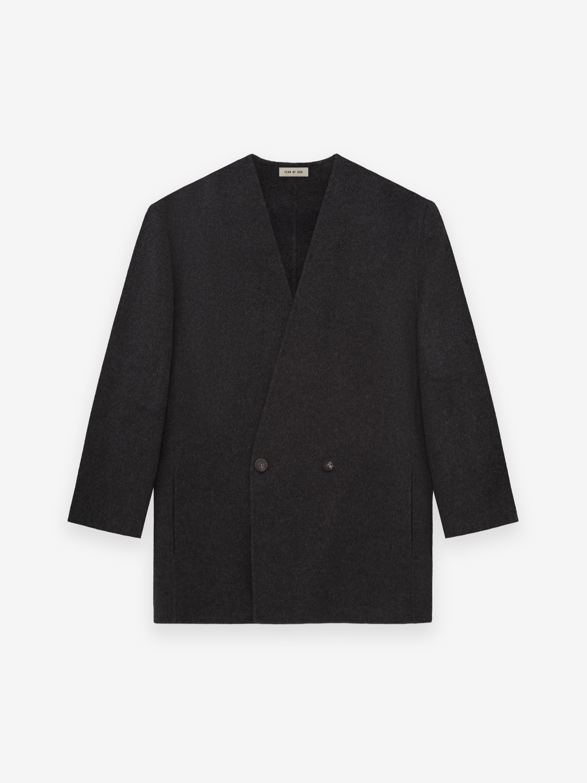 Wool Cashmere Relaxed Lapelless Blazer