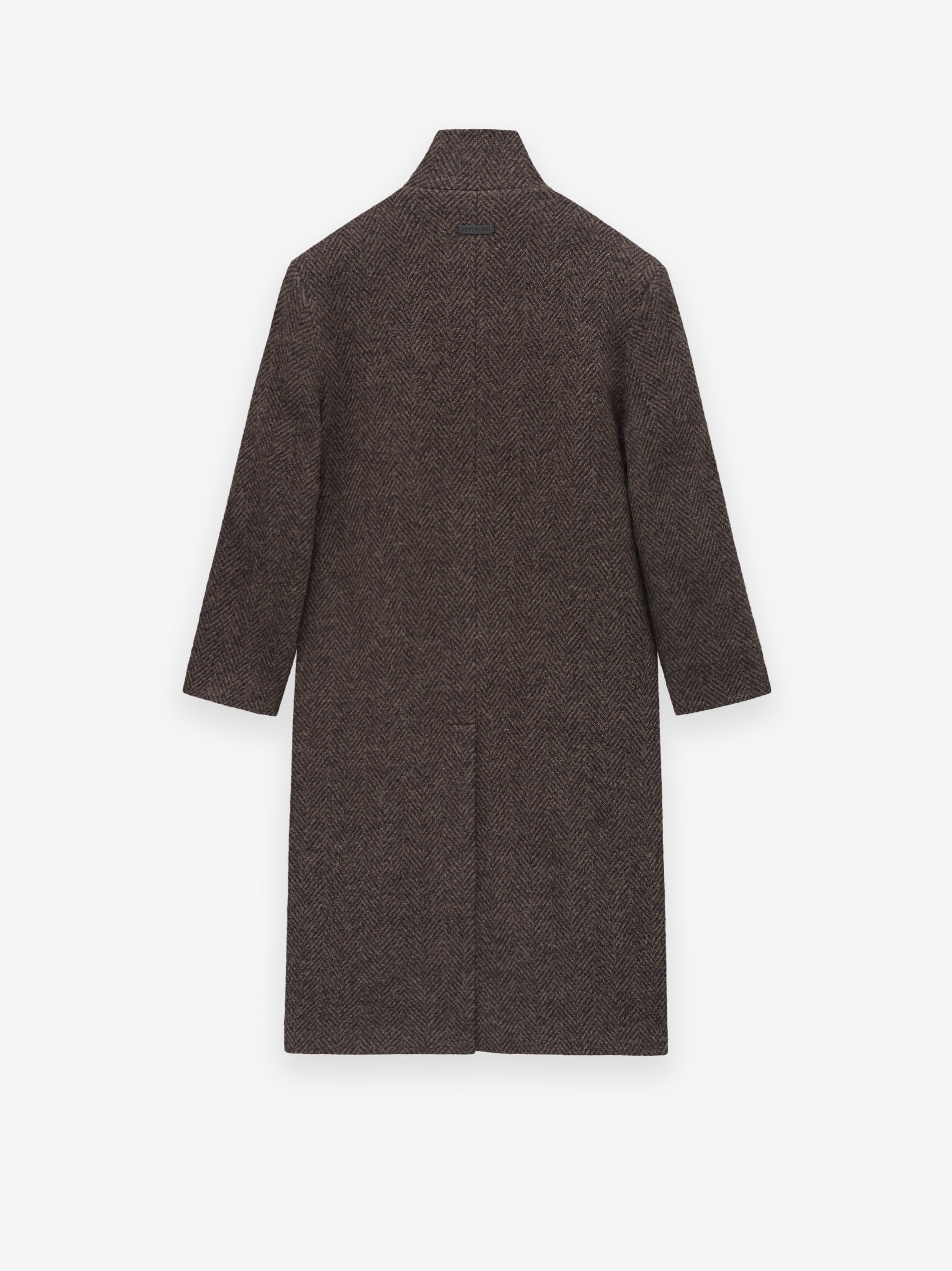 Wool Chevron Stand Collar Overcoat